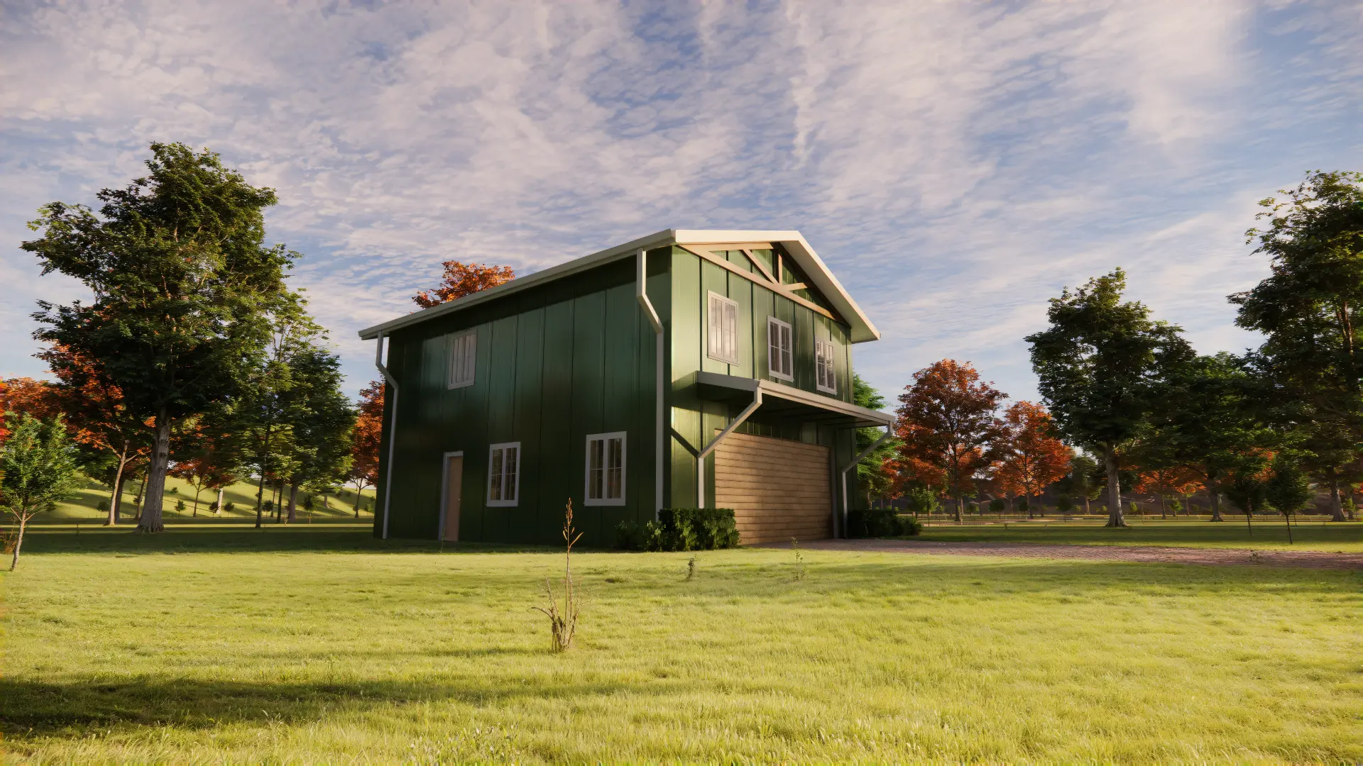Side view of the Wilson Peak barndominium