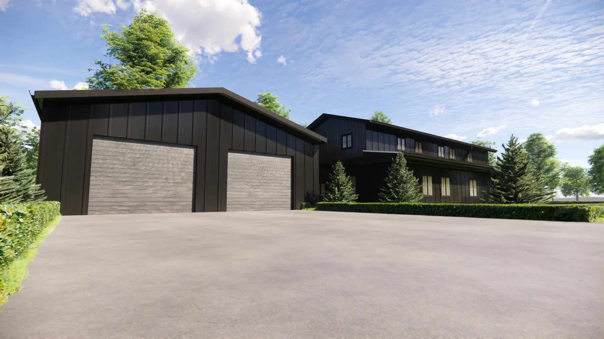 Oversized garage view of the Crestone Peak barndominium