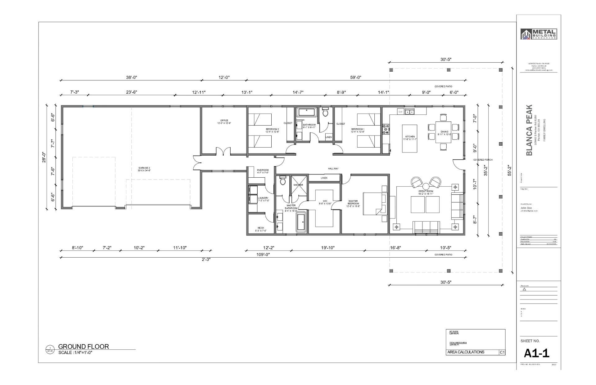 Floor plan for the Blanca Peak barndominium design