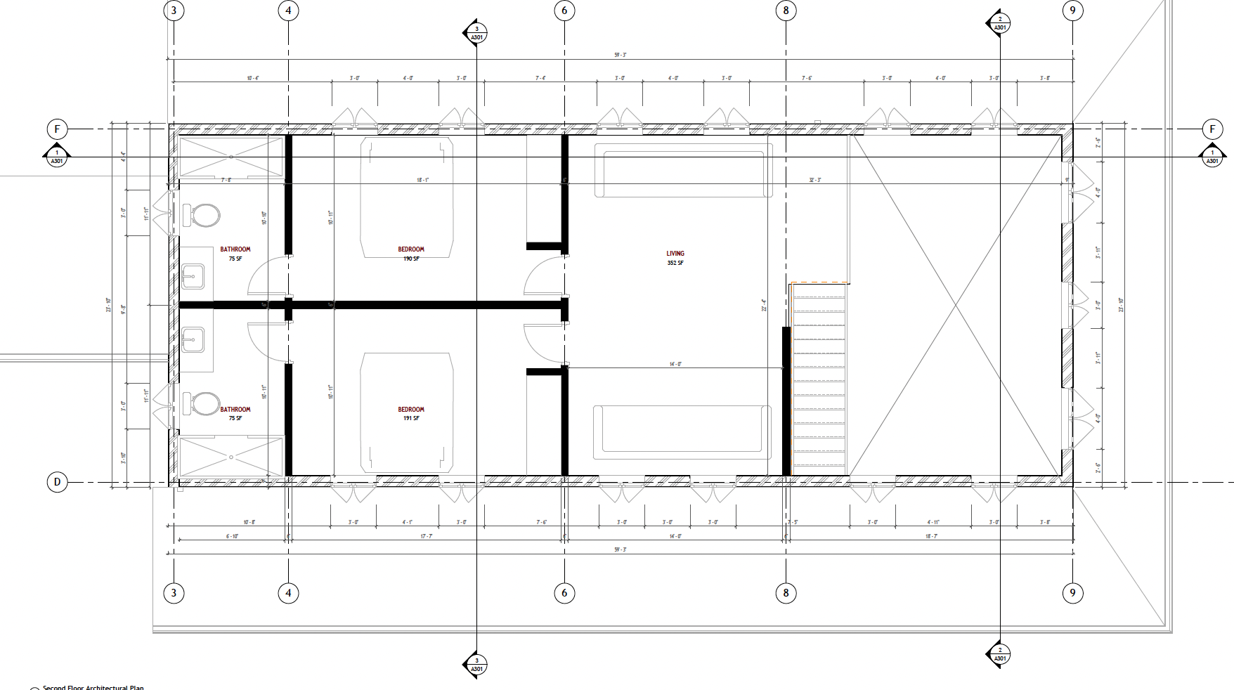 Second floor architectural plan for the Crestone Peak barndominium