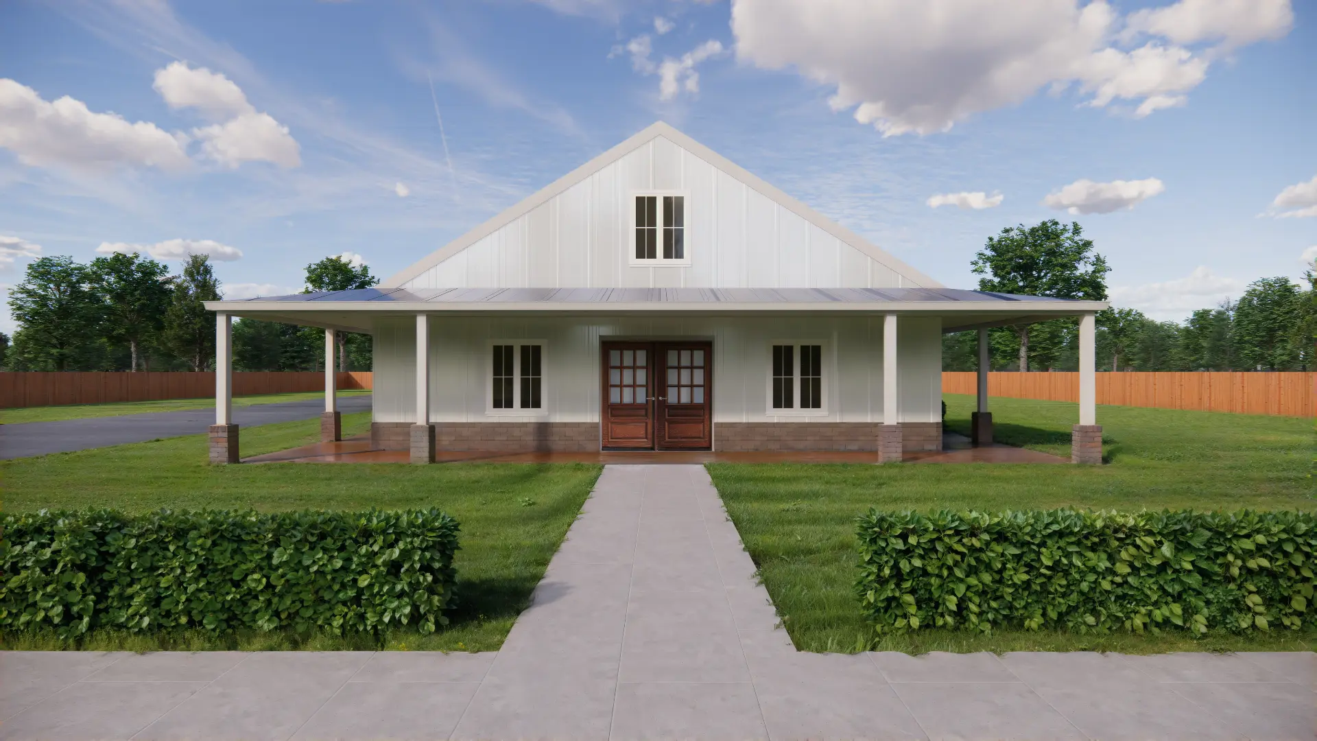 Exterior rendering of the Blanca Peak barndominium design