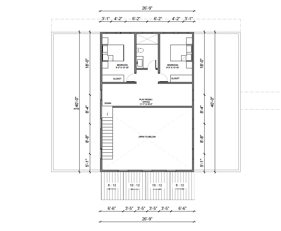 Second floor architectural plan for the Capitol Peak barndominium